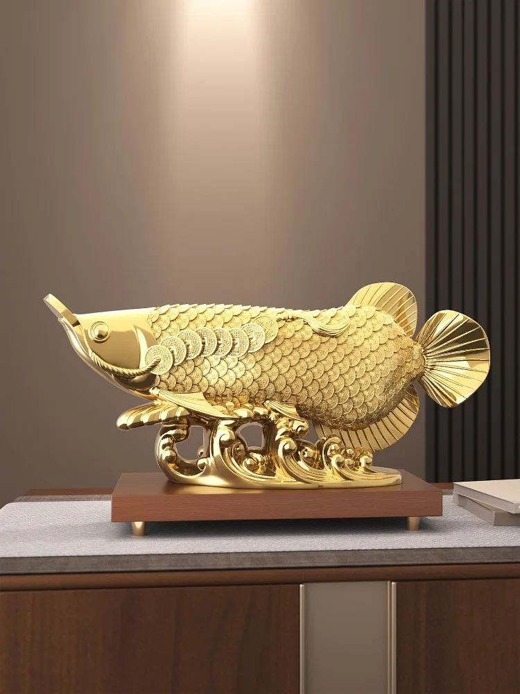 Abstract Art Golden Dragon Fish Statuette Ornament Living Room Front Desk Office Desktop Decoration Furniture Ornament Gift