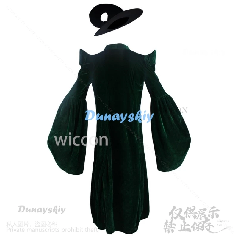 Anime Movie Professor Minerva Cosplay Costume Dark Green Dress Robe Cape Hat Velvet Cosplay Costume Halloween Carnival Suit