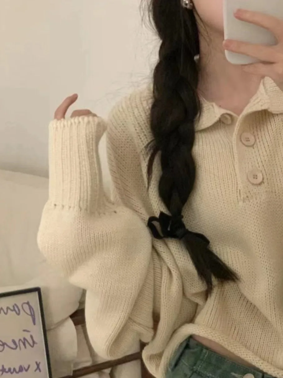 

Chic Lazy Sle Ne ort Knitwear Women's Faion Autumn Winter Small Size Top New Arrival 2025 Spring Season