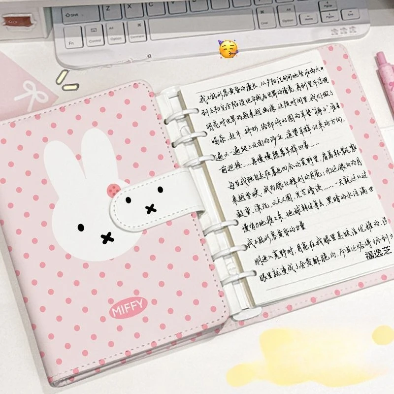 Anime Pink Miffy PU Cortex Cute A5 Magnetic Attraction Notepad Student Good Looks A6 Hand Ledger Notebook New Lovely Kawaii 2026