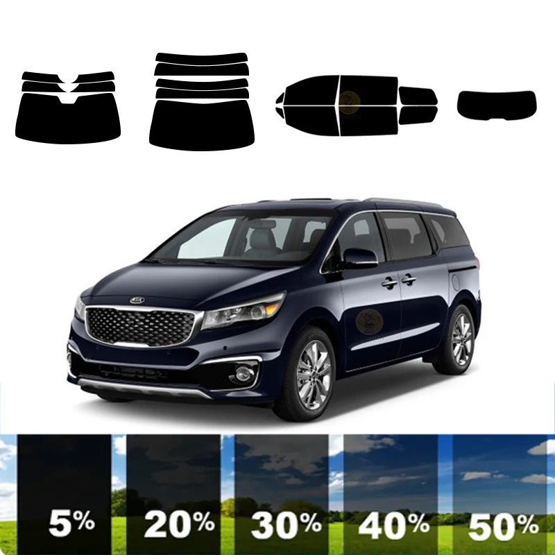 

precut Removable Window Tint Film For Car 100% UVR 5%-70%VLT Heat Insulation Carbon ﻿For KIA SEDONA MINI VAN 2015-2021