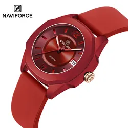 NAVIFORCE-Relógio Quartzo Feminino com Pulseira de Silicone, Relógio Impermeável, 5ATM, Casual, Relógio Feminino