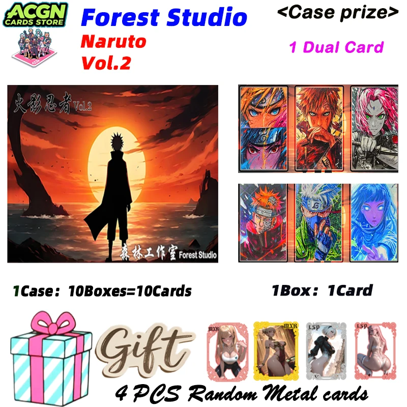 

2025 Newest Forest Studio Naruto Vol.2 Hand-Drawn Anime Game Collection Card Boards Boster Box Birthday Gifts for Boys and Girls
