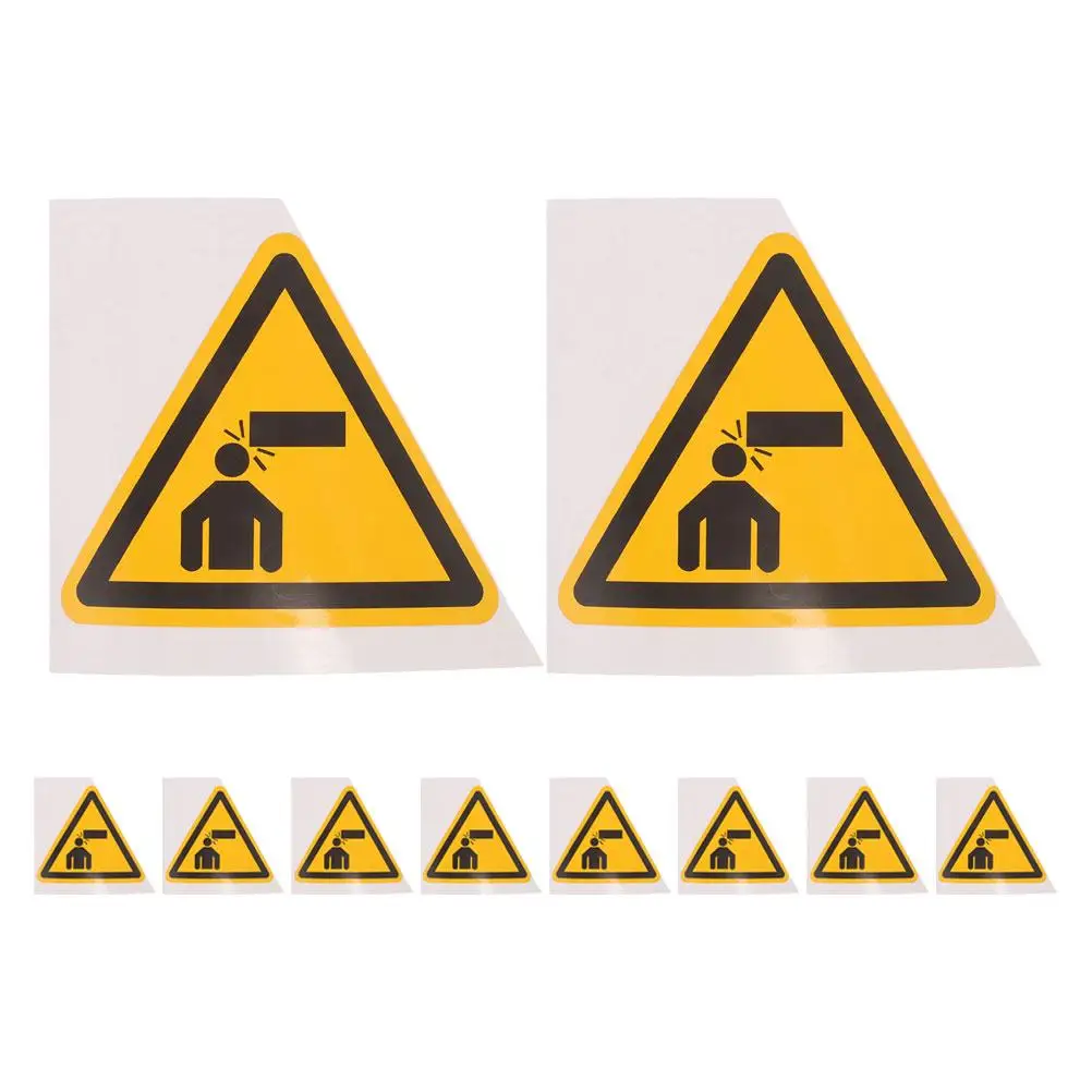 10 Pcs Safety Stickers Triangle Caution Sign Prevent Collision Traffic Watch Head Decal Watch Your Head Triangle Sign Mark