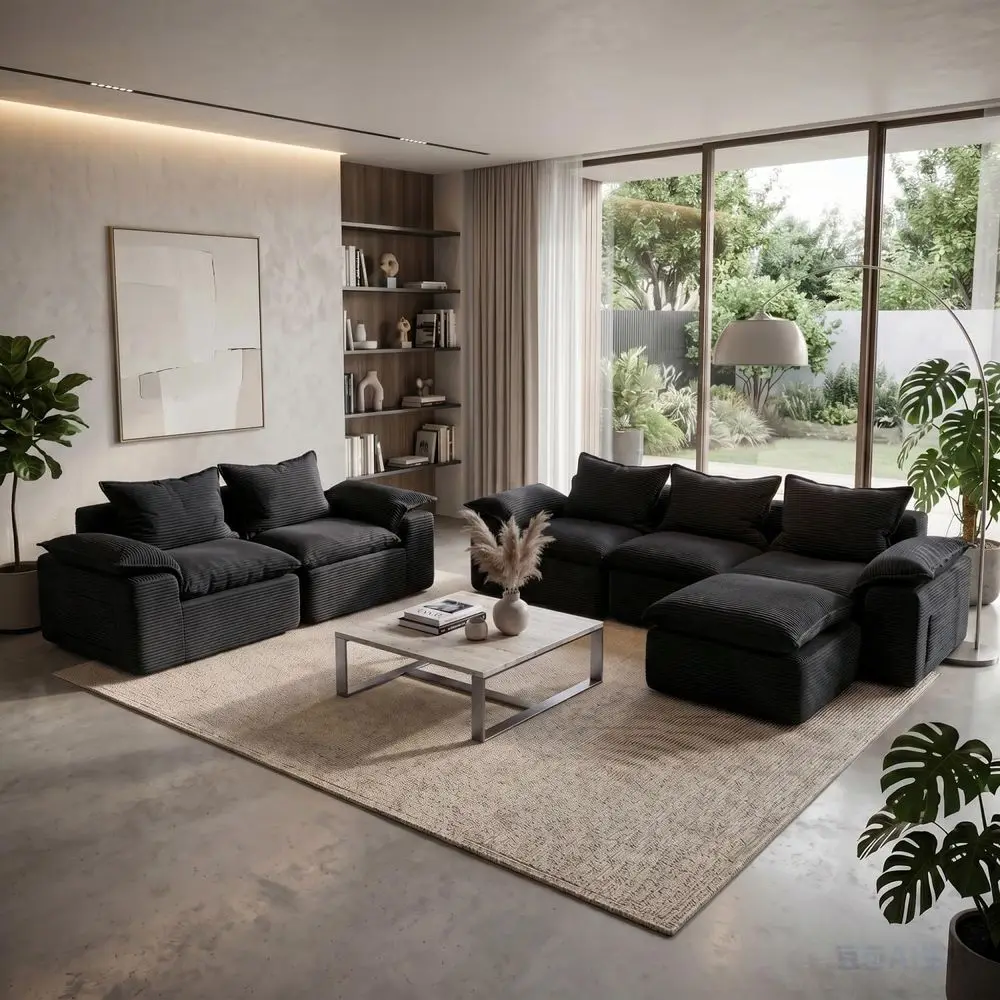 

Pieces Cloud Sectional Couch Sets, Convertible Modular Sofa with Deep Seat, 104 LShaped Boneless Couches and 76 Loveseat Set fo