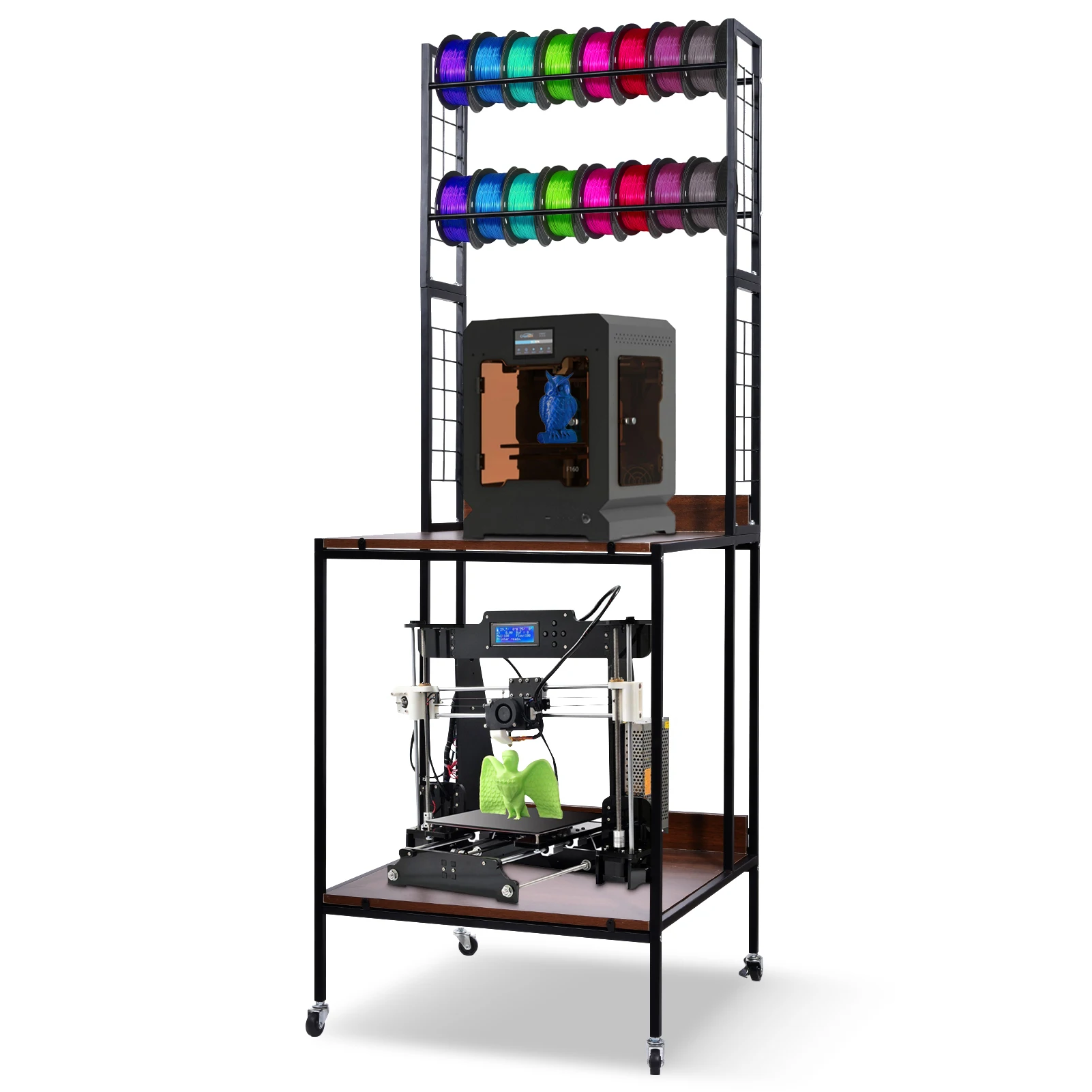 3D Printer Stand, Mobile Printer Stand with Wheels, Sturdy Filament Organizer for 3D Printing Studio Home Office Workshop