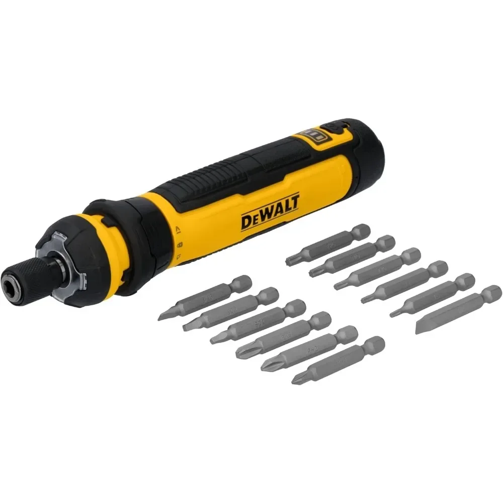 DEWALT Cordless Screwdriver, 4V USB Rechargeable Electric Screwdriver with 12 Pcs Screwdriver Bit Set, LED Light,(DWHT66719)
