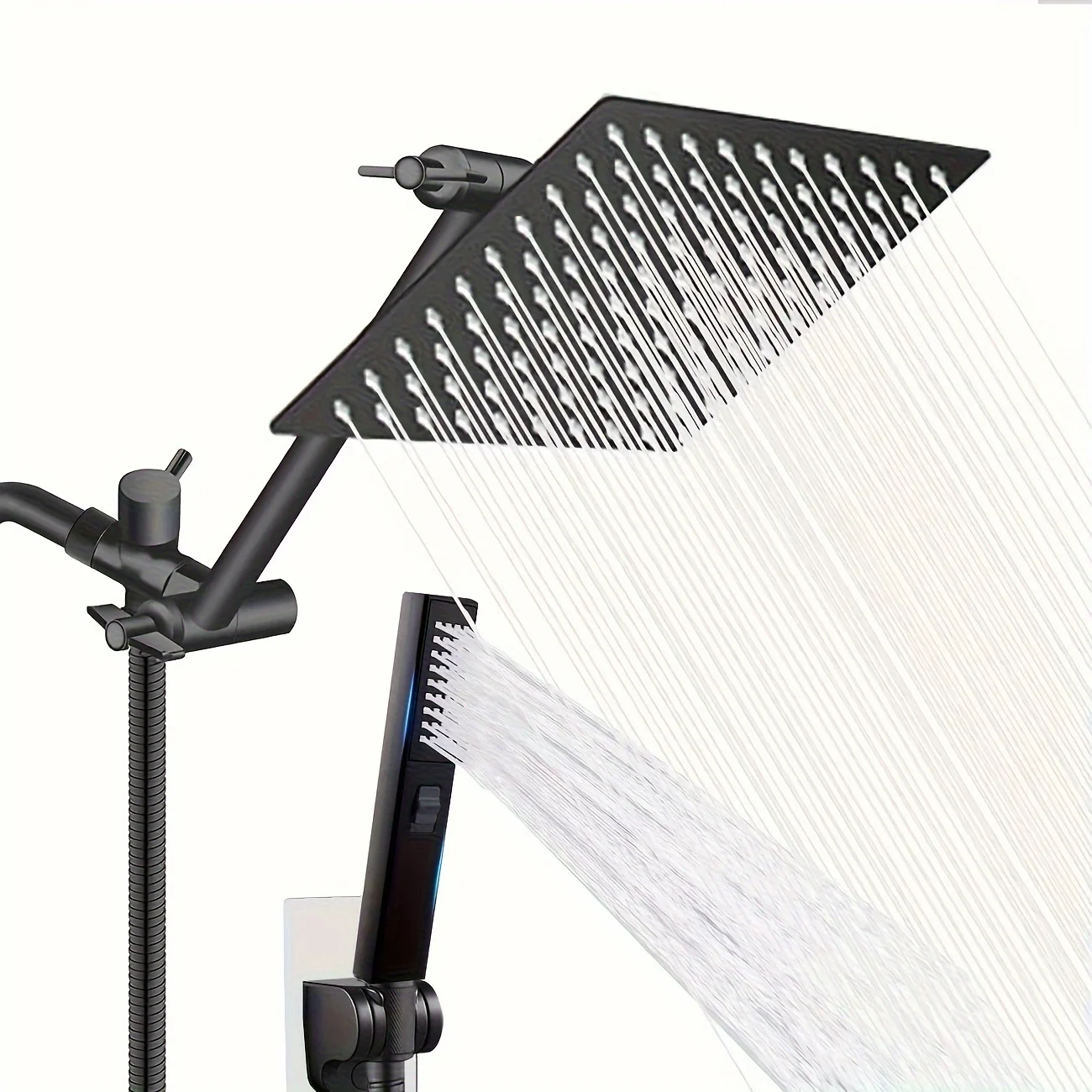 

Shower Head Combo - Large High Pressure Rainfall , Adjustable Extension Arm, 2 Settings