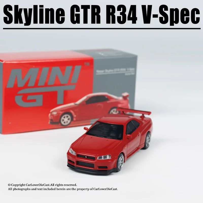 

MINIGT Scale 1/64 Skyline GTR R34 V-Spec Alloy Toy Diecast Metal Model Gift