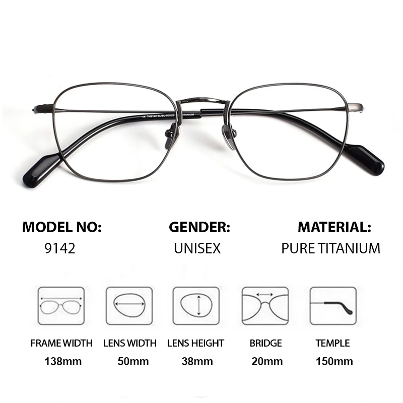 Optical Lenses with Recipe Men's Grade Blue Light Pure Multifocal Titanium Eye Glasses Ultra Light Rrescription Glasses Minus