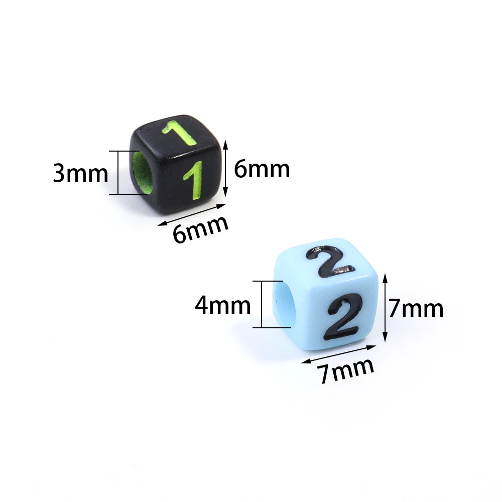 100pcs/lot Square Acrylic Beads Mixed Number Letter Beads Loose Spacer Bead For DIY Jewelry Making Necklace Bracelet Earrings
