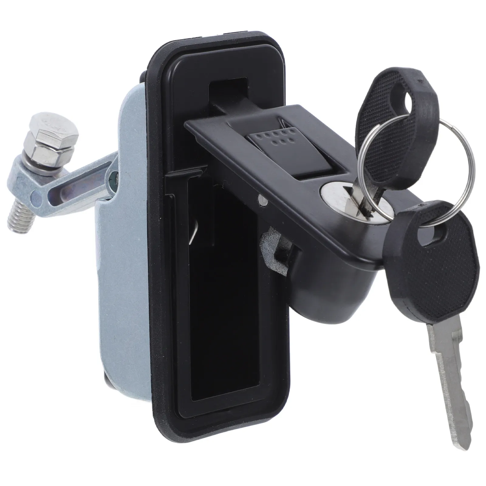 Compression Latch Lock Adjustable Flush Sealed Lever Latch Trigger Latches 2 Keys Cabinet Lock Black for Rv Marine Boat Toolbox