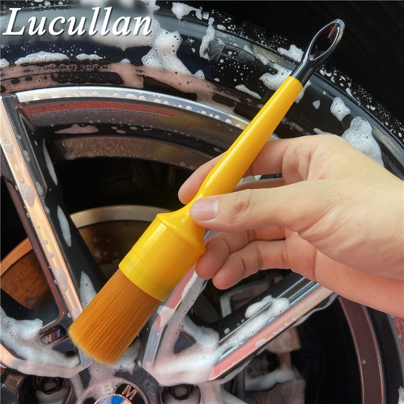 Lucullan Orange Detailing  Brush Gentle Synthetic Bristles&Comfortable Handle For Prewash Interior Leather Cleaning