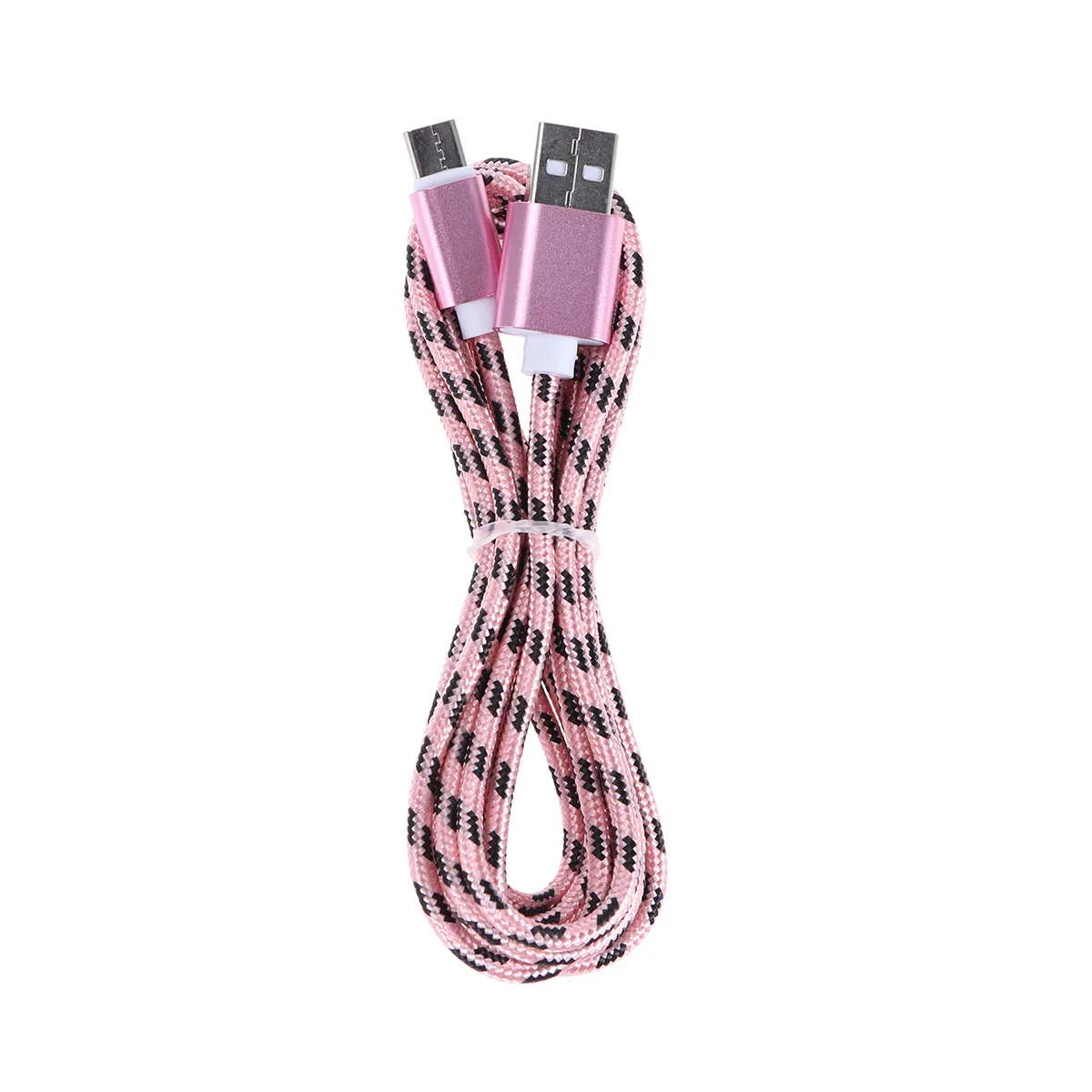 

Type-C USB Cable Nylon Braided Rose Gold 2m Fast Charging Data Sync Cord Ideal Home Office Car Travel Type C Cable