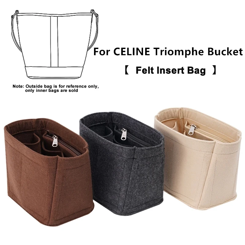 Felt Bag Organizer Inner Liner Pocket DIY Upgrade Accessories For CELINE Triomphe Bucket Handbag Space Renovation Insert Lining