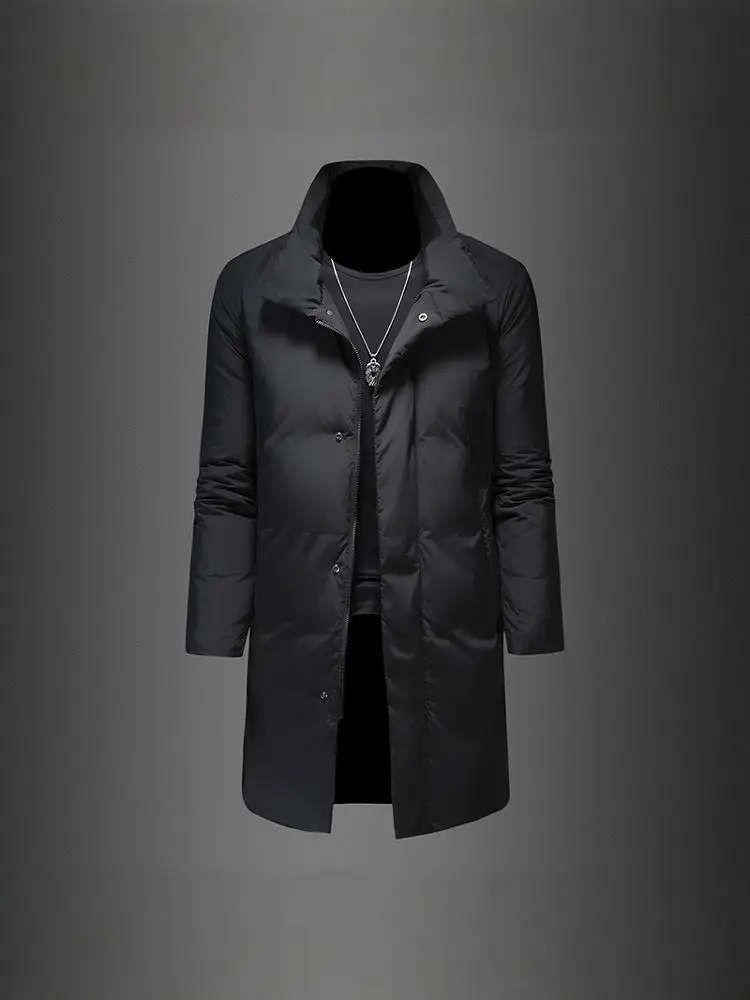 

Мужская зимняя куртка-пуховик средней длины класса люкс 2025 года, новая модель, повседневная, утепленная, с воротником-стойкой, на пуху, теплая верхняя одежда