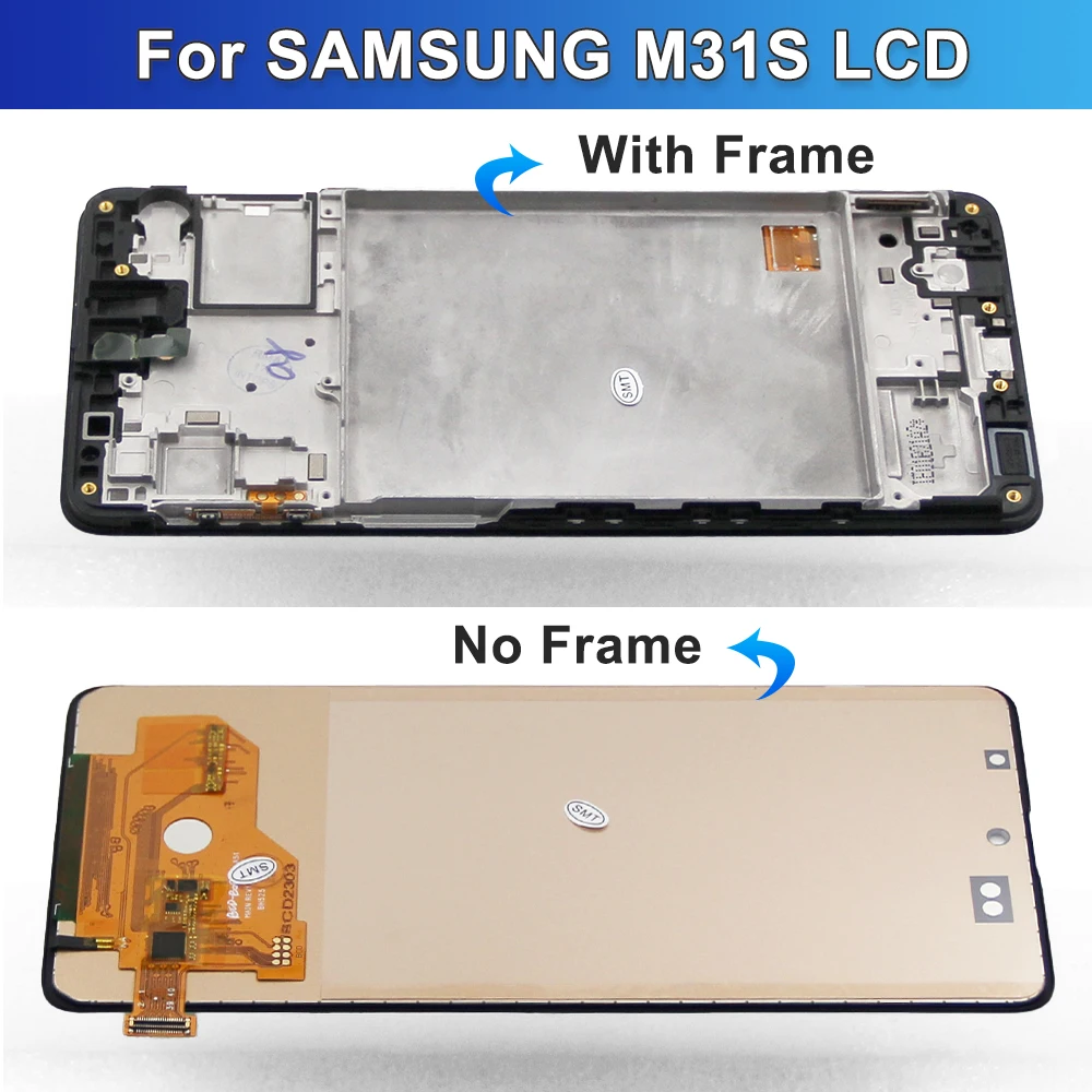 6.5\'\' M31S Display Screen With Frame for Samsung Galaxy M31s SM-M317F M317F/DS Lcd Display Touch Screen Digitizer Assembly Panel