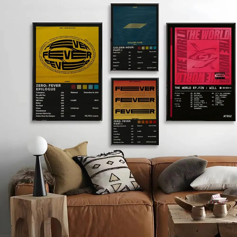 K-pop boy group ATEEZ Poster HD Art Decorative Wall Art Waterproof Home Décor for Living Room Bedroom Café Stylish Gift