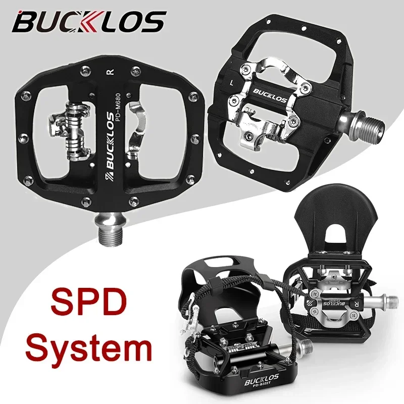

BUCKLOS Mtb педали самоблокирующиеся педали для горного велосипеда для Shimano SPD двухфункциональные велосипедные педали с зажимами для пальцев велосипедные детали
