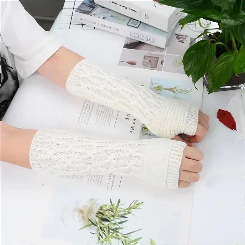 Fingerlose Strickhandschuhe für Damen – Winter-Armwärmer im Gothic-Punk-Stil für Freizeitkleidung
