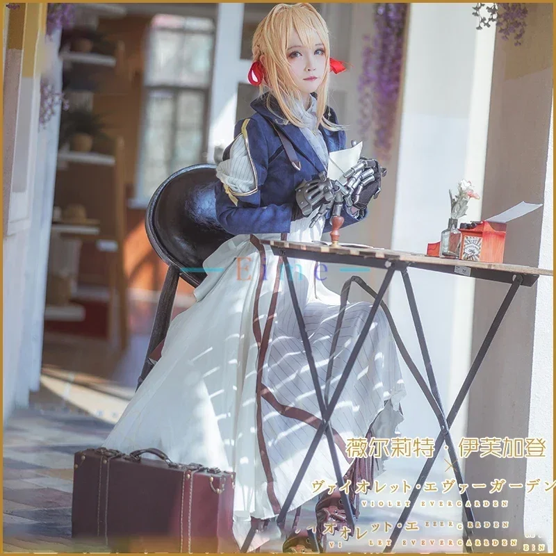 

Anime Violet Evergarden Cosplay Costume Halloween Carnival Dress Top Gloves Women Medieval Gothic Uniforms Custom Made