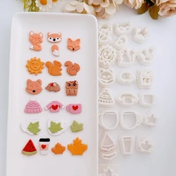 MINI Autumn Earrings Polymer Clay Cutter Fox Squirrel Owl Polymer Clay Mold DIY Holiday Party Jewelry Pendant Clay Tools