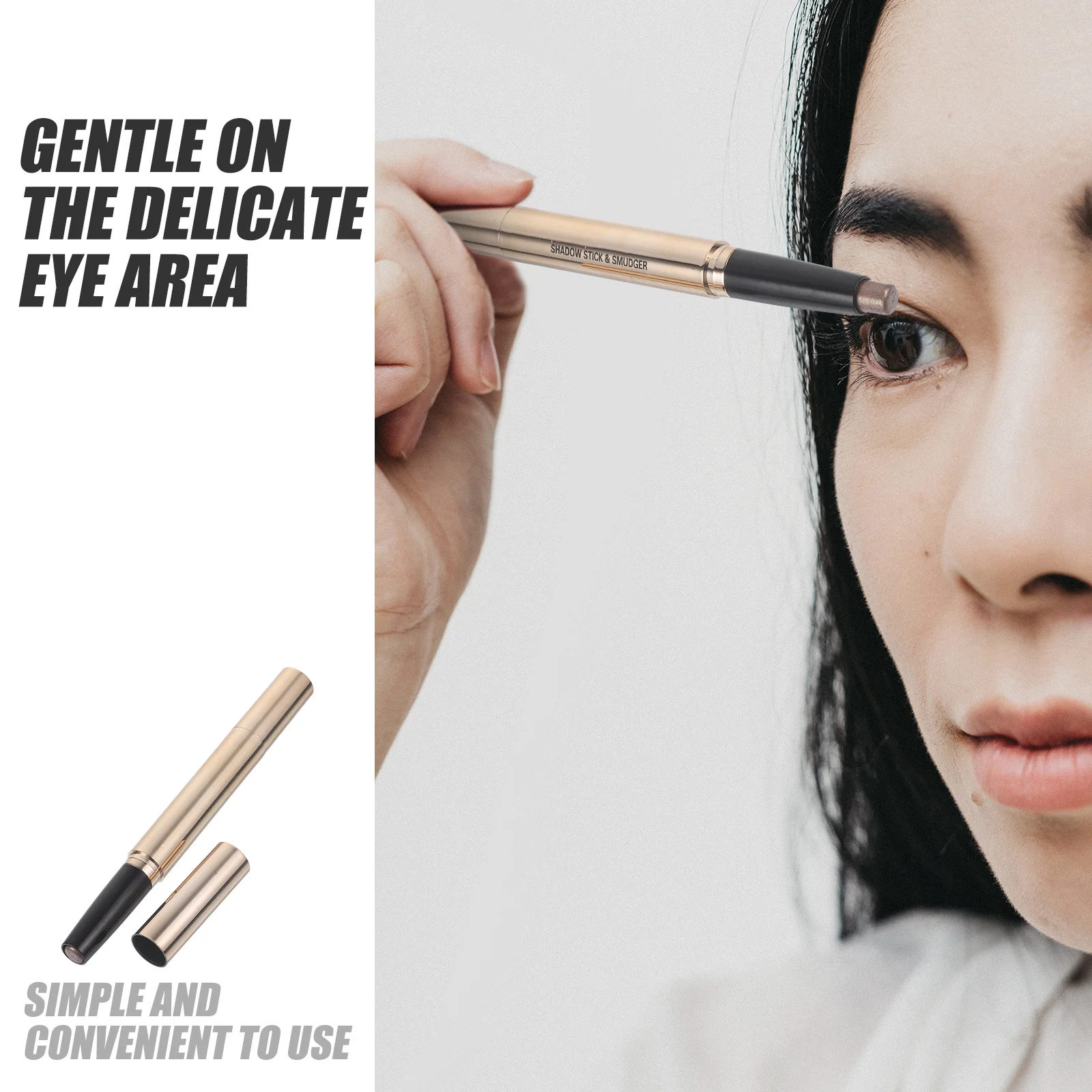 Eye Shadow Stick Dual Ends Small Lightweight Brush Eye Makeup Pen Versatile Tool for Blending Highlighting and Shading