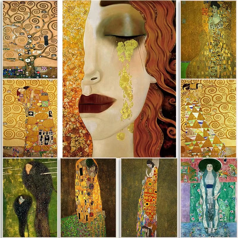 MINISO Ölgemälde nach Zahlen Kits Weltberühmtes Ölgemälde Gustave Klimt Zeichnung Leinwand DIY Bilder nach Zahlen Home Decor