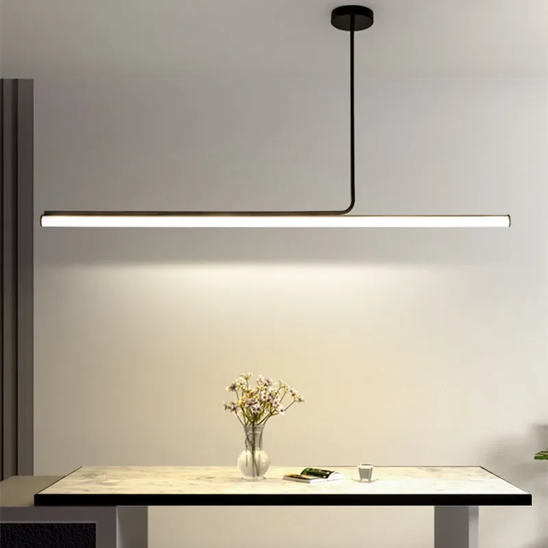 

Modern Dimmable Line Ceiling Chandelier Living Dining Room Kitchen Office Desks Home Decoration Indoor Design Minimalist Decor