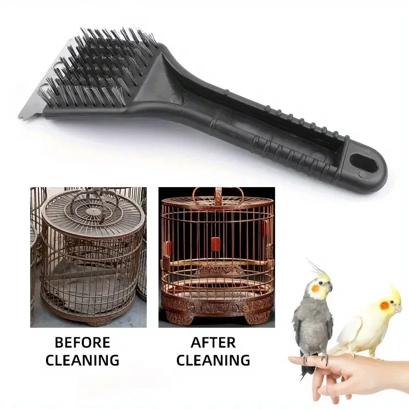 Bird Feeder Cleaner Brush Bird Cage Cleaner Stainless Steel Multifunctional Ergonomics Handle Durable Bird Droppings Cleaning