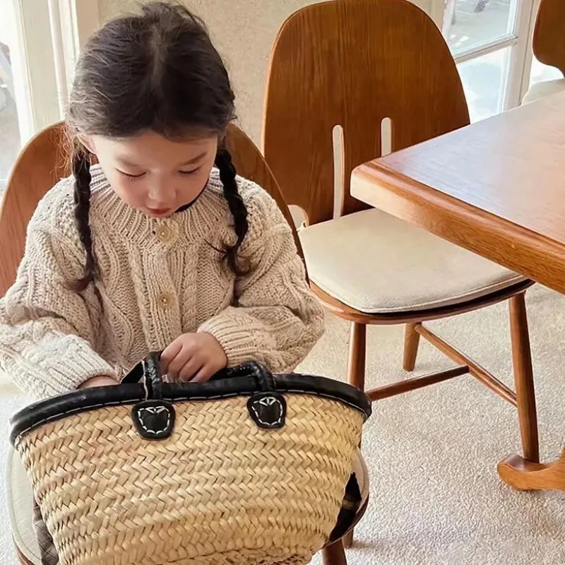 Girls' Knitted Cardigan 2025 Boys' Autumn/Winter Round Neck Children's Red Baby Solid Color Western Style Knitted Coat