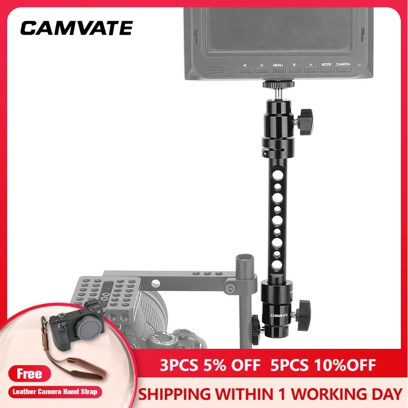 

CAMVATE 9.2" Ball Head Extension Arm with Dual 1/4" Ball Head Mounts For Camera LED Video Light Support Photography Accessories