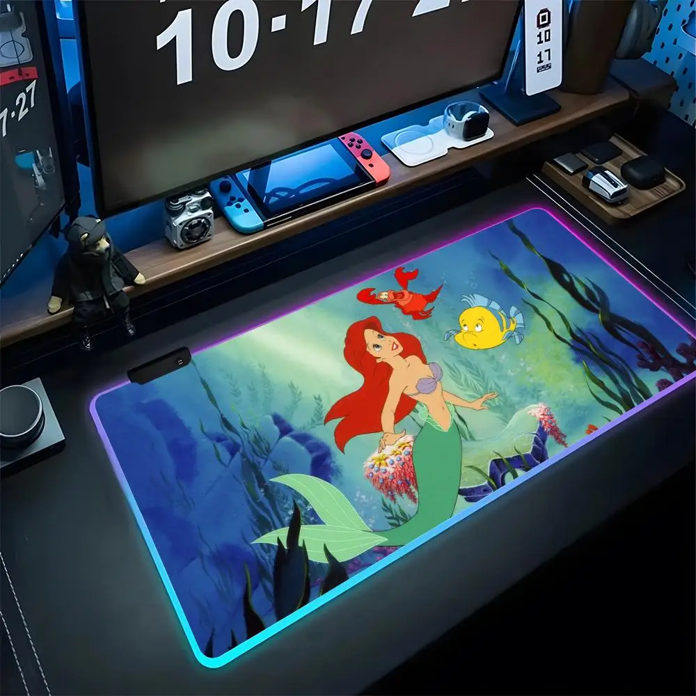 

Disney The Little Mermaid Ariel Princess Mouse Pad Gaming LED 700x300 Mouse Mat Mousemats Table Pads PC Desk Mat RGB retail Keyb