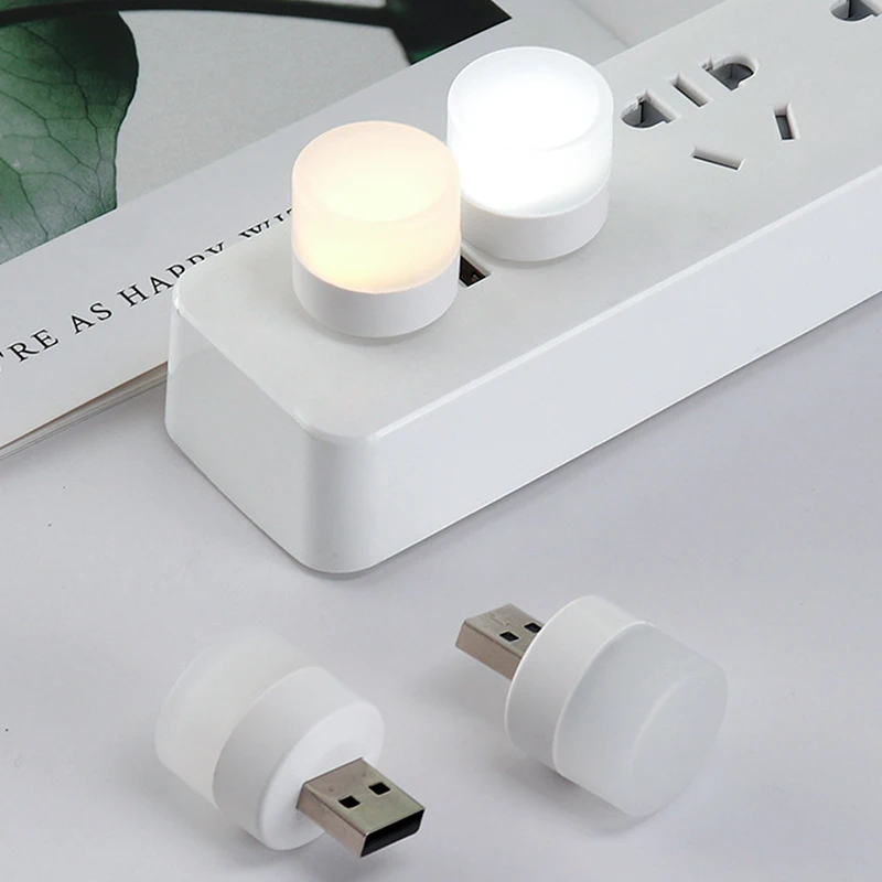 USB Plug Lamp Mini Night Light Computer Mobile Power Charging Small Book Lamps LED Eye Protection Square Reading Light
