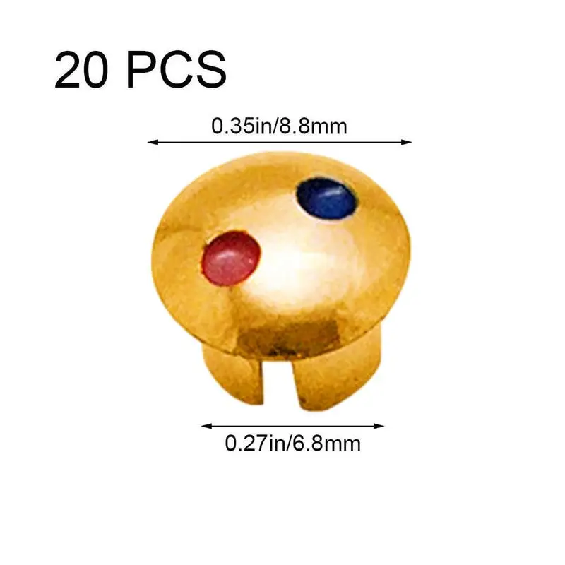 20pcs 수도꼭지 손잡이 뜨거운 냉수 기호 빨간색 파란색 레이블 장식 커버 주방 욕실 믹서 탭 뜨거운/냉수 레이블을 나타냅니다