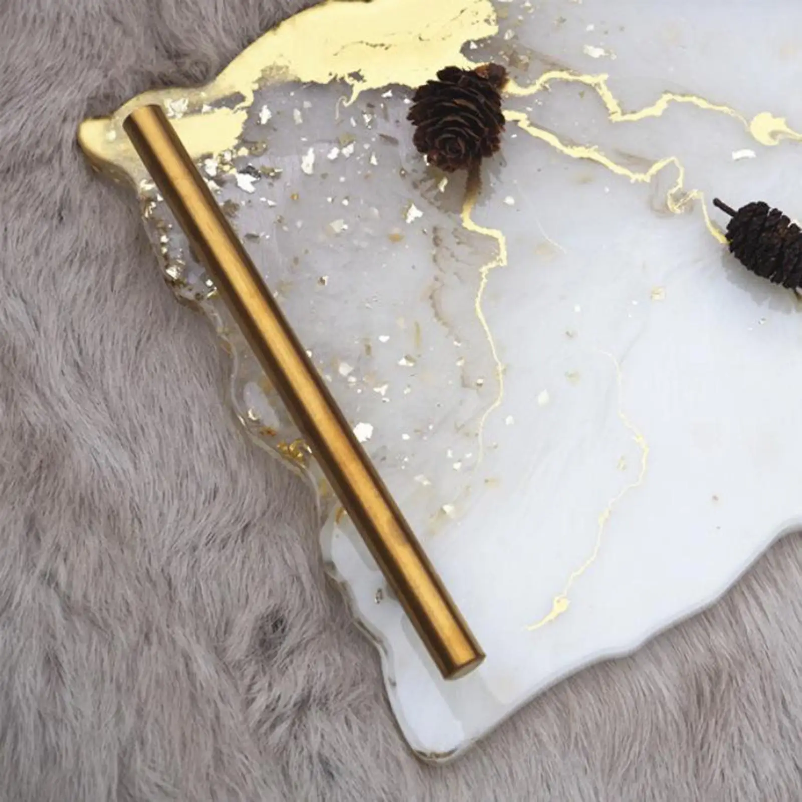 Silicone Resin Tray Mold/2pcs Gold Handles,Epoxy Resin Silicone Tray Mold for