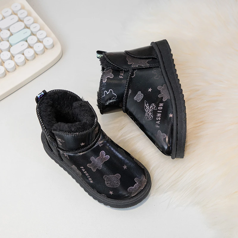 جديد أطفال موضة طباعة الثلوج أحذية الفتيان الفتيات الدافئة زائد الكشمير اصطف الأحذية عدم الانزلاق في الهواء الطلق أحذية الأطفال أحذية كاجوال 2025 #3