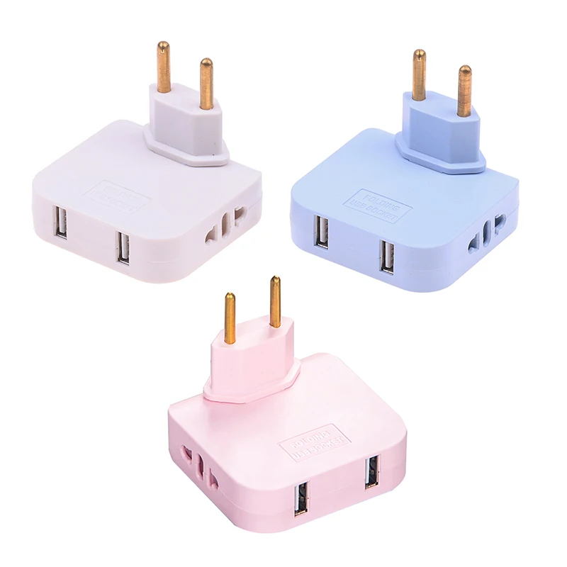 EU Extension Plug Electrical Adapter 3 In 1 Adaptor 180 Degree Rotation Adjustable For Mobile Phone Charging Converter Socket