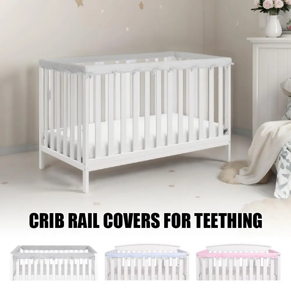 Soft Crib Guardrail Cover 3-piece Set Baby Protection Baby Anti-chewing Strip Breathable Multi-purpose Universal Guardrail Cover