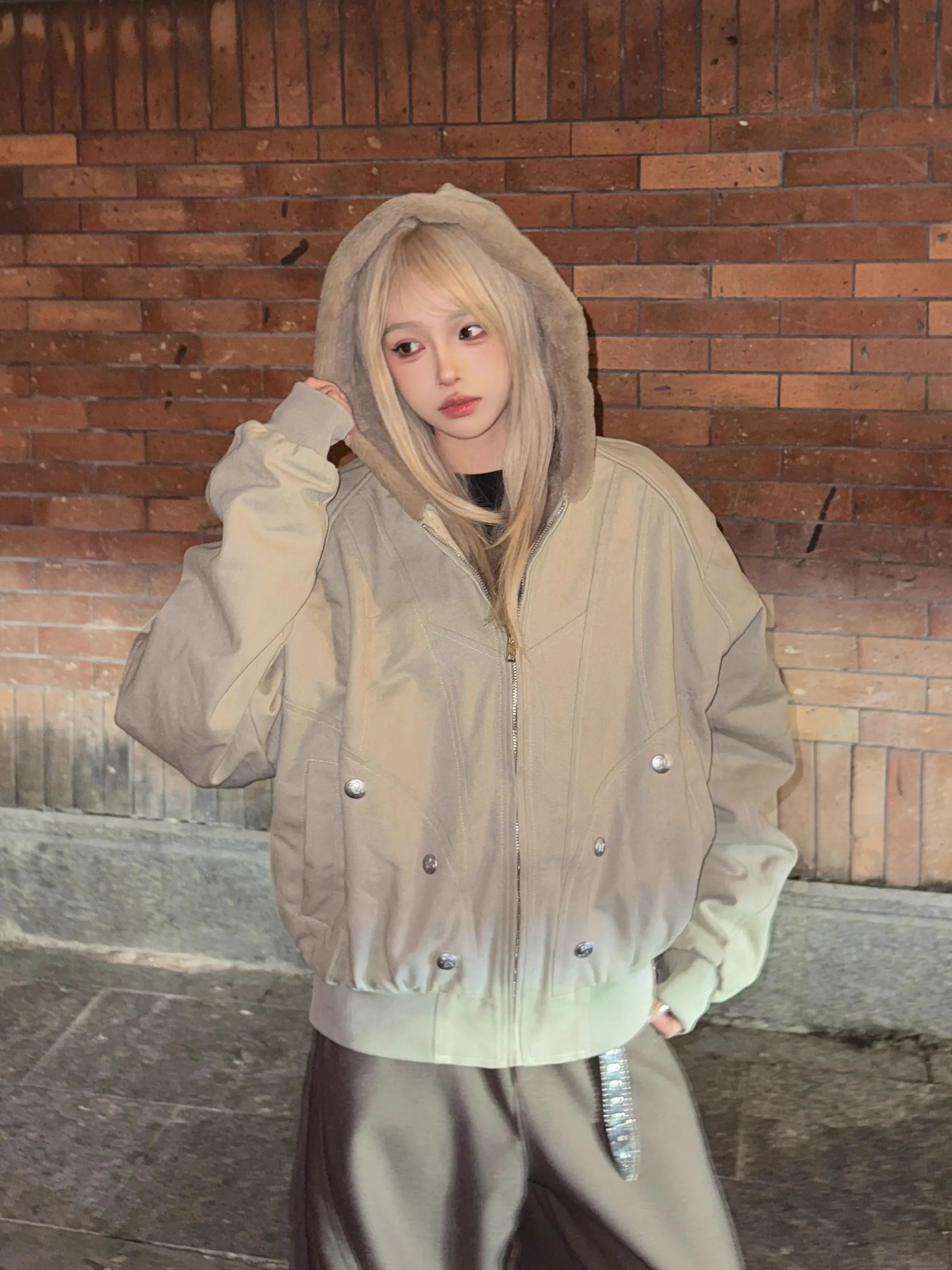 

Зимнее винтажное пальто с капюшоном на подкладке, свободная американская рабочая одежда, хлопковая одежда для мужчин и женщин