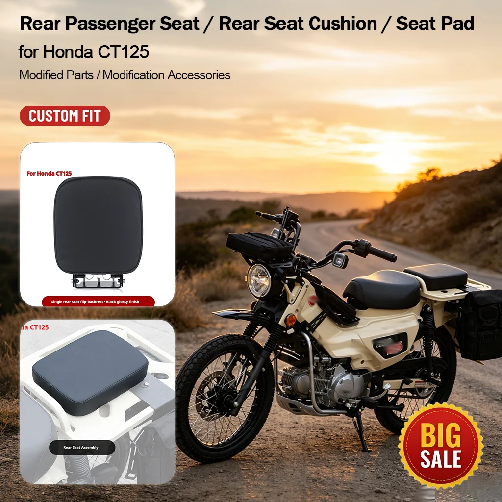 Passenger Rear Cushion Back Support Sissy Bar Rear Luggage Tail Carrier Frame for Honda CT125 Hunter Cub Bike Upgrade Parts