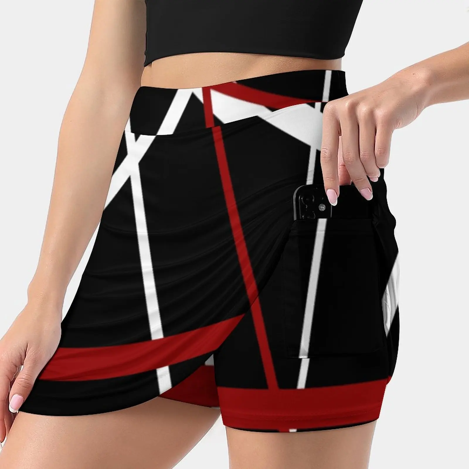 

Red And White Strips Against A Black Background Skirts Woman Fashion 2022 Pant Skirt Mini Skirts Office Short Skirt Red Black