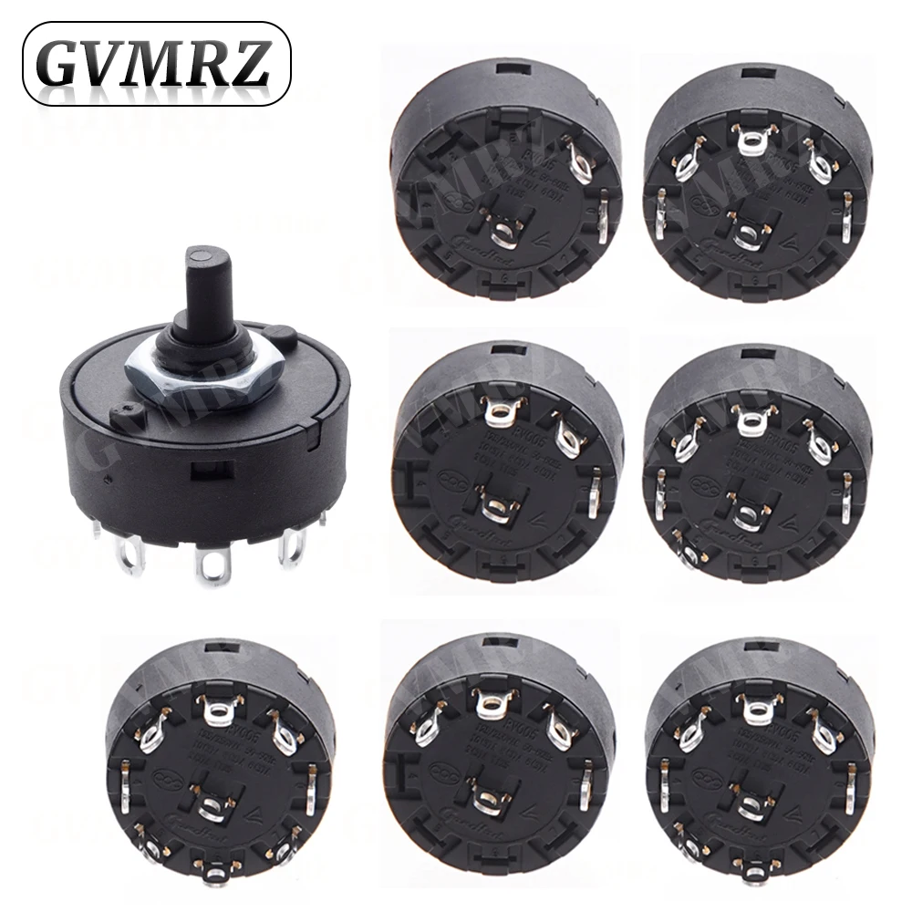 مفتاح مقبض 6A 2/3/5/6/7/8 موقف مفتاح دوار 3/4/6/7/8/9Pin فرن كهربائي مفتاح الطاقة سخان التحكم في درجة الحرارة التبديل