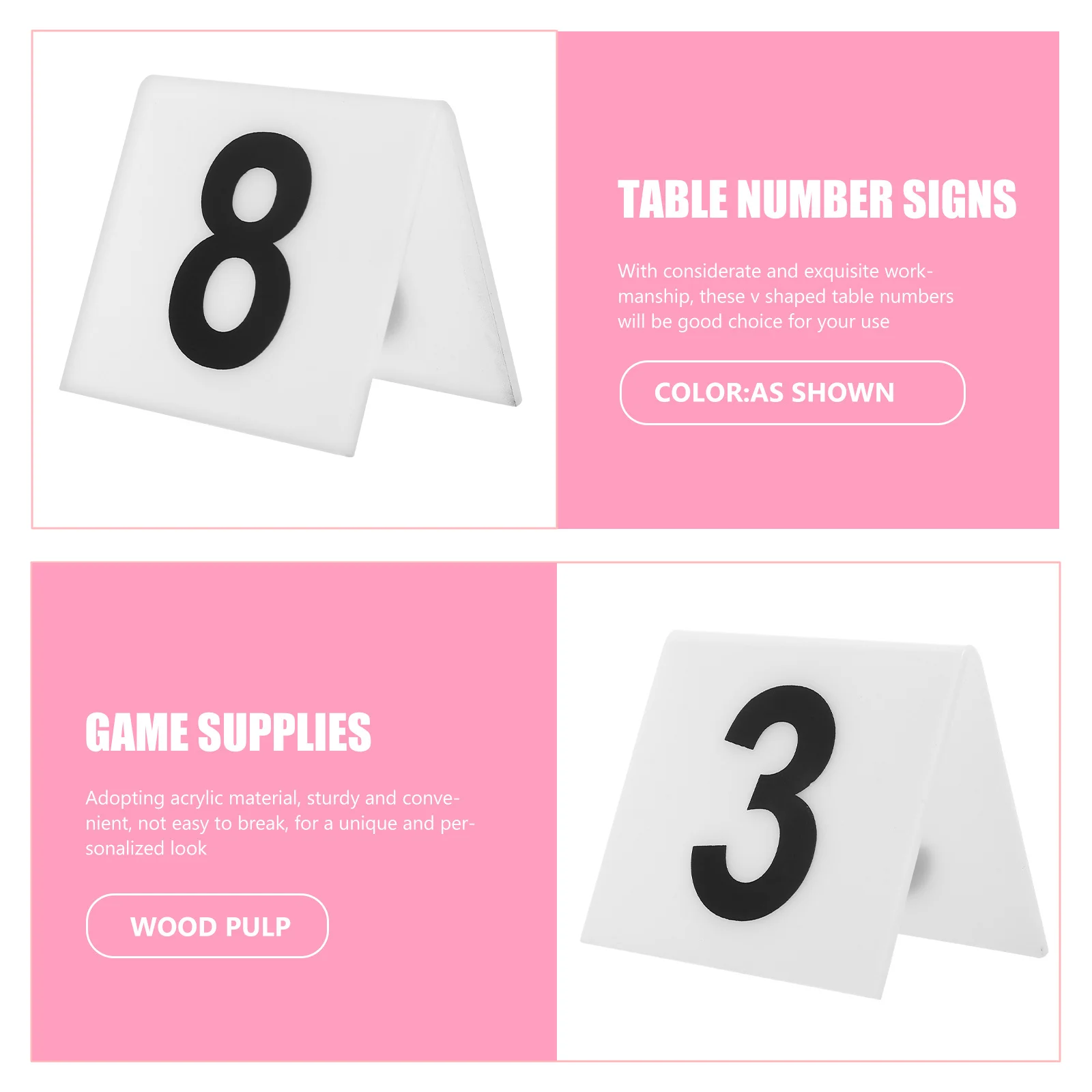 

10Pcs Number Markers Acrylic V Shaped Table Numbers Double Sided Reusable for Restaurant Evidence Marker Game Supplies