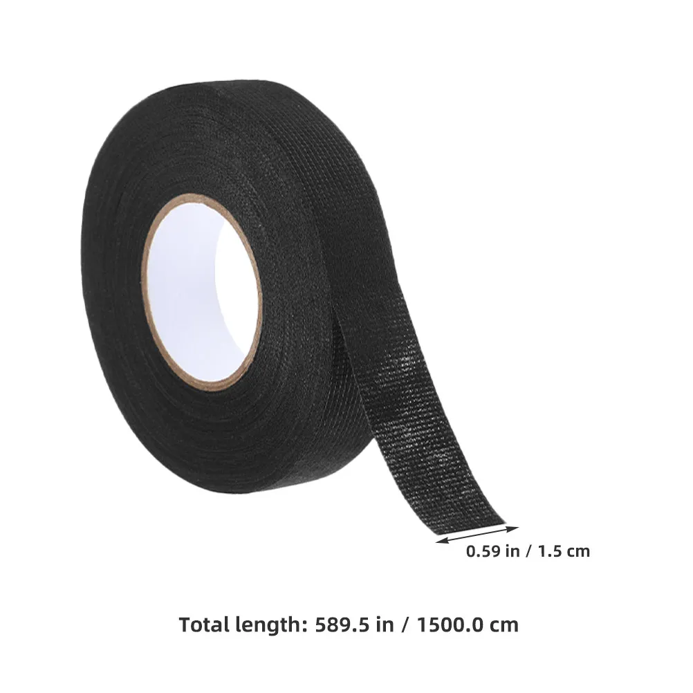 2 Rolls High Temperature Resistant Adhesive Black Tape Automotive Cloth Noise Reduction Wire Harness Wrapping Tape for Wiring