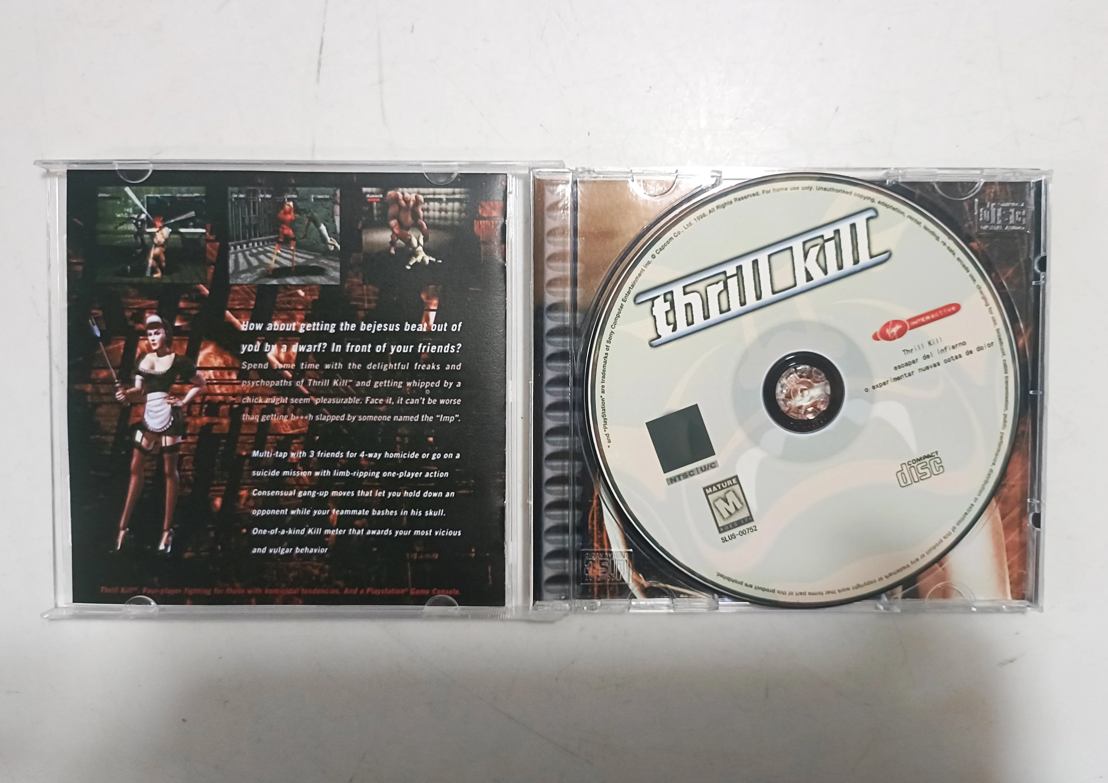 PS1 Thrill Kill With Manual Disc Copy Game Unlock Console Station1 Retro Optical Driver Video Game Parts