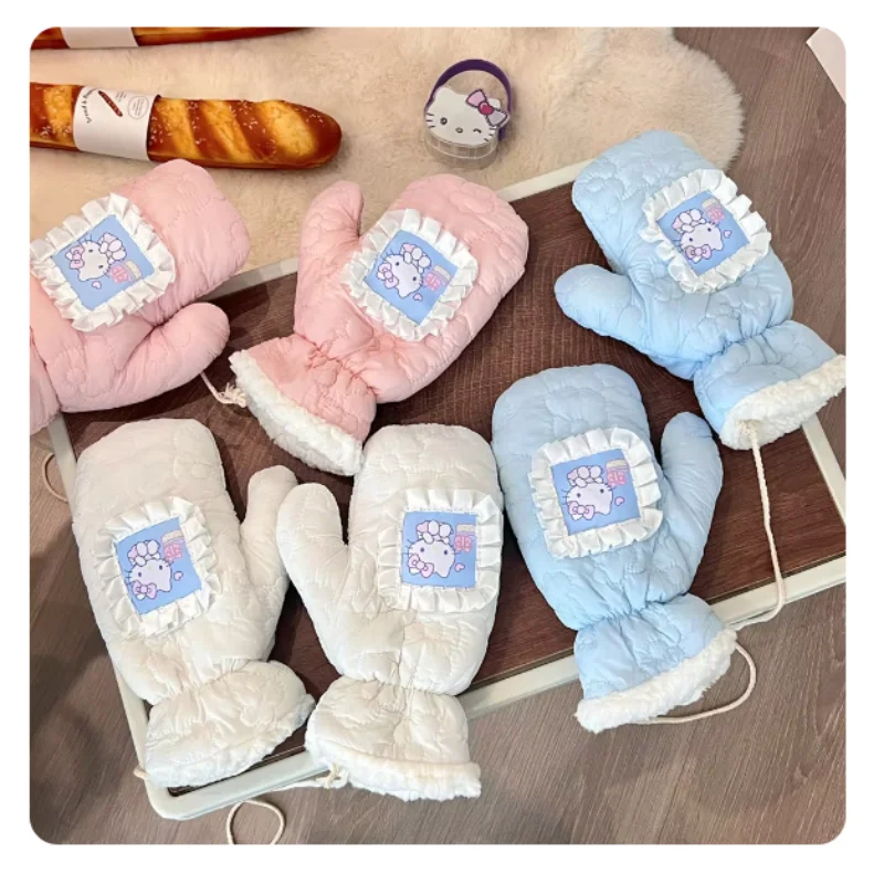 مرحبا كيتي سانريو قفازات دافئة Kawaii قفازات طالب الباردة واقية قفازات اليد الدافئة قفازات ركوب الدراجات الإكسسوارات الحرارية هدية الكريسماس #2