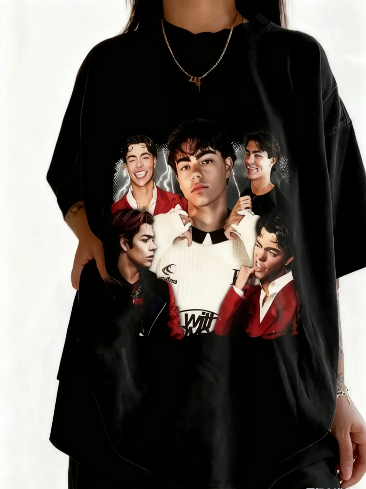 

Классическая футболка с короткими рукавами и принтом коллажа, унисекс, универсальная футболка с круглым вырезом для молодежи, тренд, легкая подходящая повседневная футболка