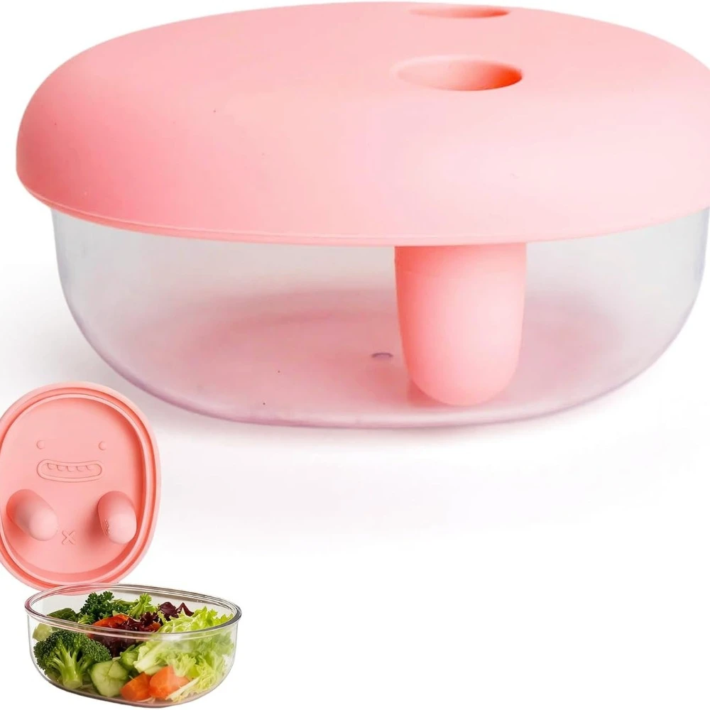 

Funny Keep Hands Clean Lunch Box with Silicone Lid Students Lunch Box Hygienic Hand-free Snack Box for Storing Cookies Ins Trend