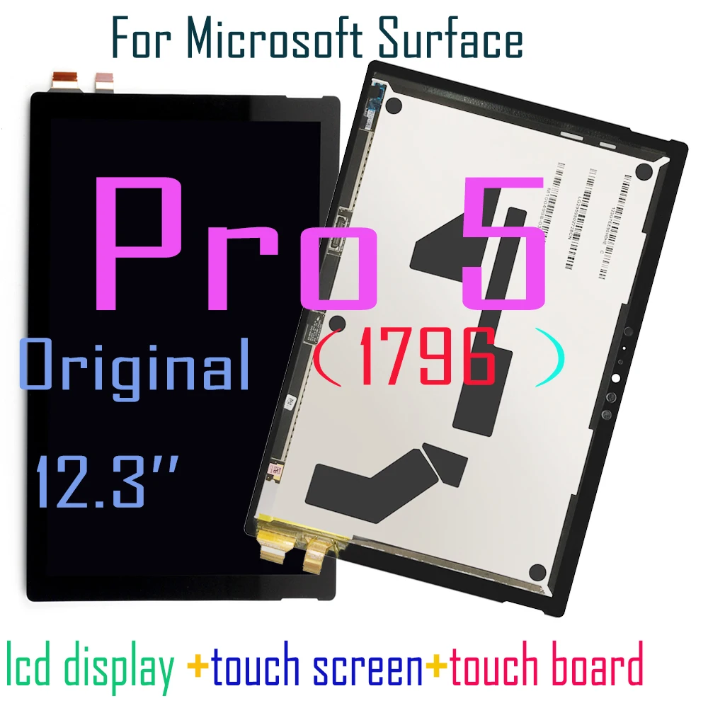 

Original 12.3" Pro5 LCD For Microsoft Surface Pro 5 1796 LCD Display Touch Screen Digitizer Assembly with Touch Board LP123WQ1